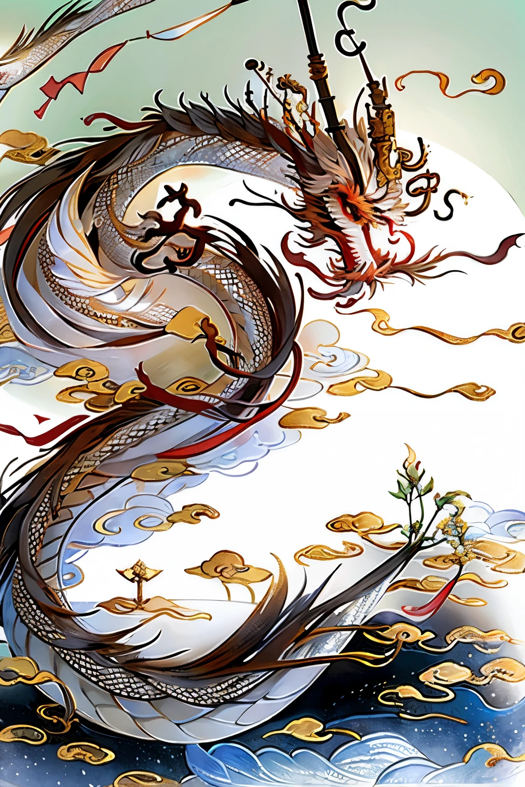mysterious silhouette painting, watercolor and liquid graphite, one eastern dragon made of smoke rising out of a single candle, intimate small scene, minimalist background, inspired by Miho Hirano and (Yoshitaka Amano: 1.2), muted red and gold colors, 8k, highly detailed, luminous, stylized ink painting with faded ink wash, on old parchment, linquivera, <lora:linquivera:1>, <lora:xl_shuimo:.5> <lora:ParchartXL-2.0:1>