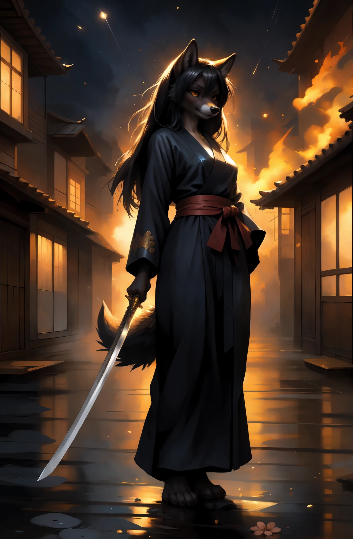 by kenket, by totesfleisch8, (by thebigslick, by silverfox5213:0.8), (by syuro:0.2), blade, katana blade, shiny and sharp, golden katana hilt