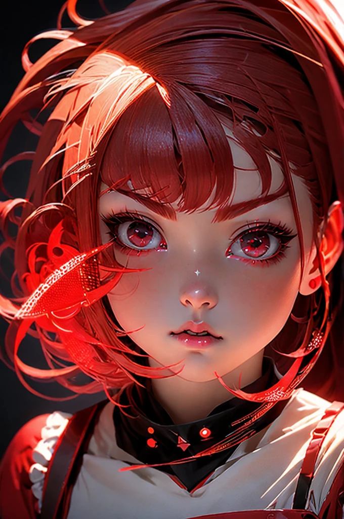 best quality), (photo-realistic:1.2),realistic skin texture 1girl, Cute,Double eyelid, bangs, red bob cut, highlight red hair, Thin,(figure),slim, looking at viewer, crying in the rain, depth of field,