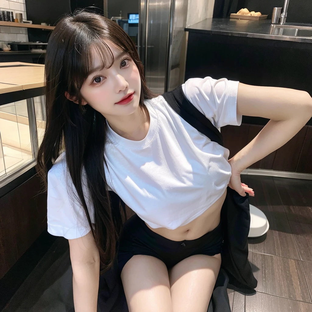 high resolution,Highest quality, figure, Super detailed, In detail, High resolution, 8k wallpaper, Thick lips、Perfect dynamic composition, Glossy with oil々Skin、Korean、 Tight mini T-shirt、Belly button piercing、Pink tiny mini panties、Shiny thighs,Thick thighs、Narrow waist、Firm big breasts、 Large Breasts、Natural color lip, Bold sexy pose,Balcony in the morning、cute、Selfie、NSFW、Incême、Up Angle、Selfie、squat、Spread your legs