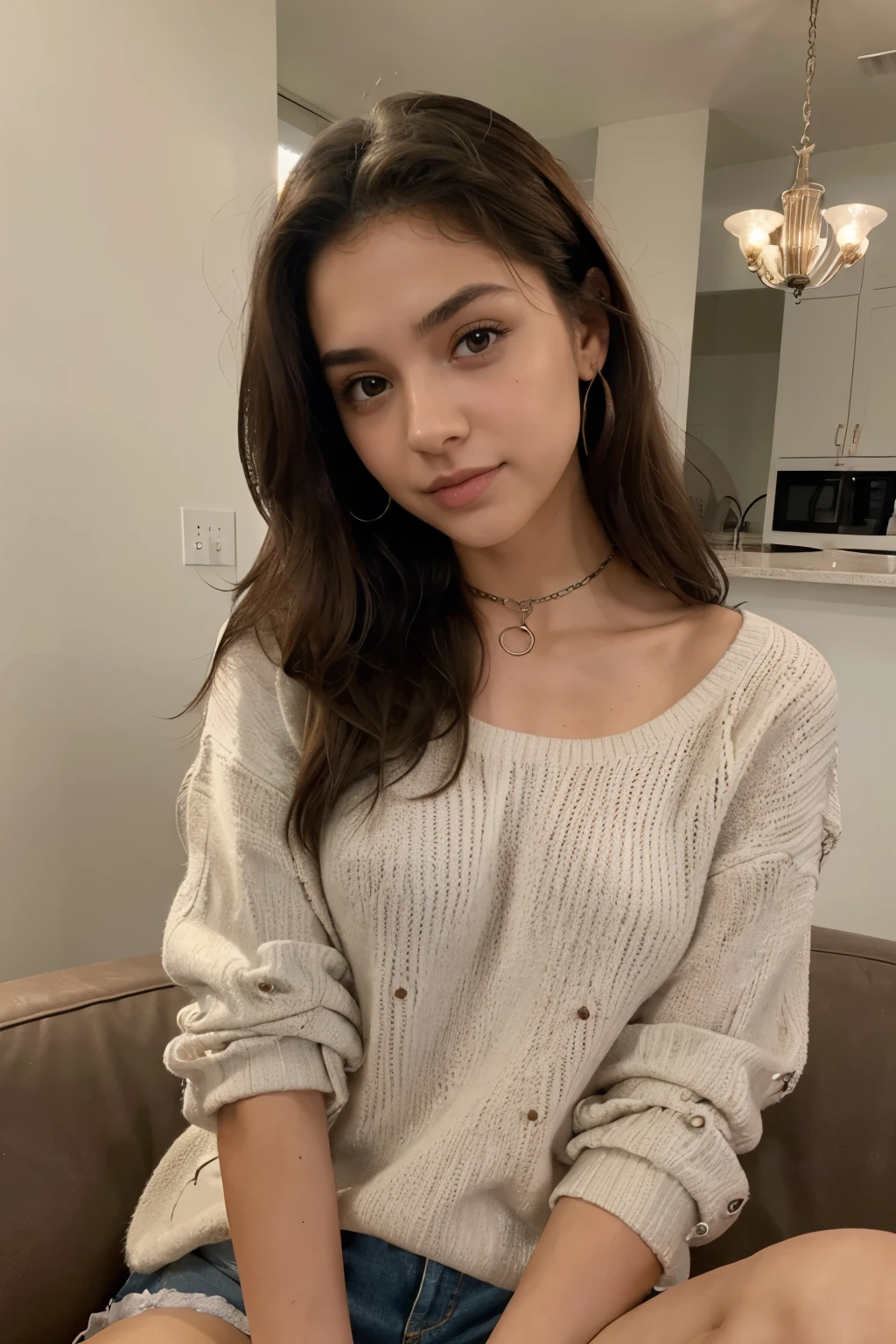 cute hot 18 year old girl, Solo, pelo largo, senos, mirando al espectador, pelo rubio, hombros descubiertos, Brown eyes, joyas, cuerpo completo, collar, fuera del hombro, sweater, labios, Realista, nariz, flirting with the camera, sosteniendo rosas