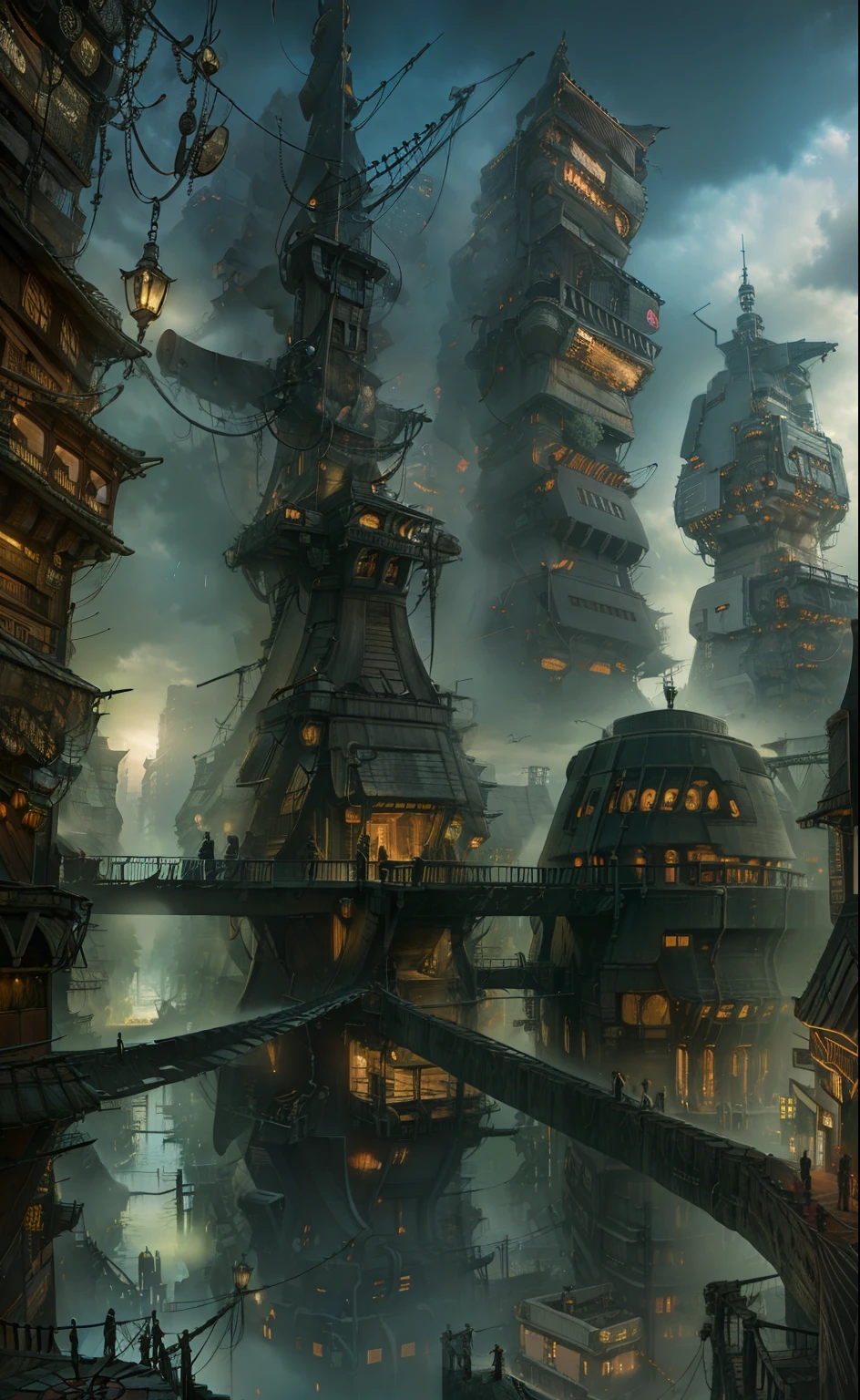 Urban design of Sidmead、chaos、Complex and high-definition、blade runner、Ridley Scott's visual expression、future city、cyberpunk、Street view、evening