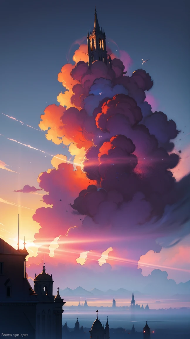 Style of volumetric fog, divine light, high contrast, bright colors, bright colors, high saturation, author:Greg Rutkowski、Jesper Ejsing、Raymond Swanland and Alena Aenami, Art site selection, wide angle, lengthwise, gothic style
