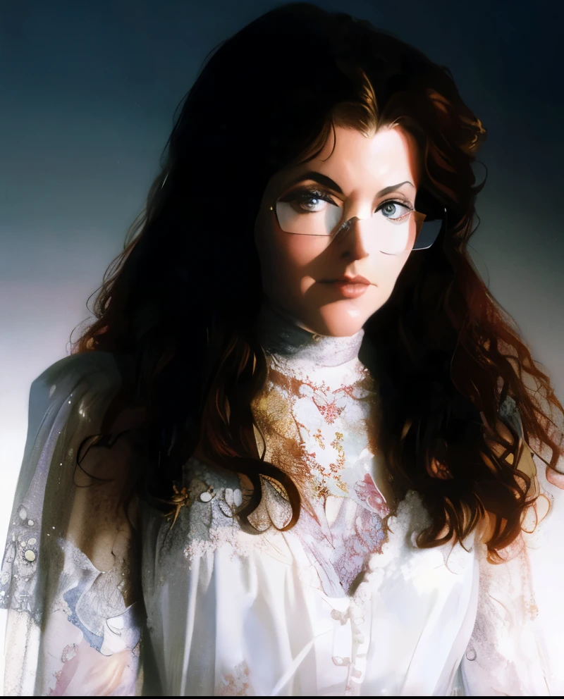 Amy Irving, ((librarian's eyeglass))superhero with curly red hair , ((Psychic powers))ART de Alex ross