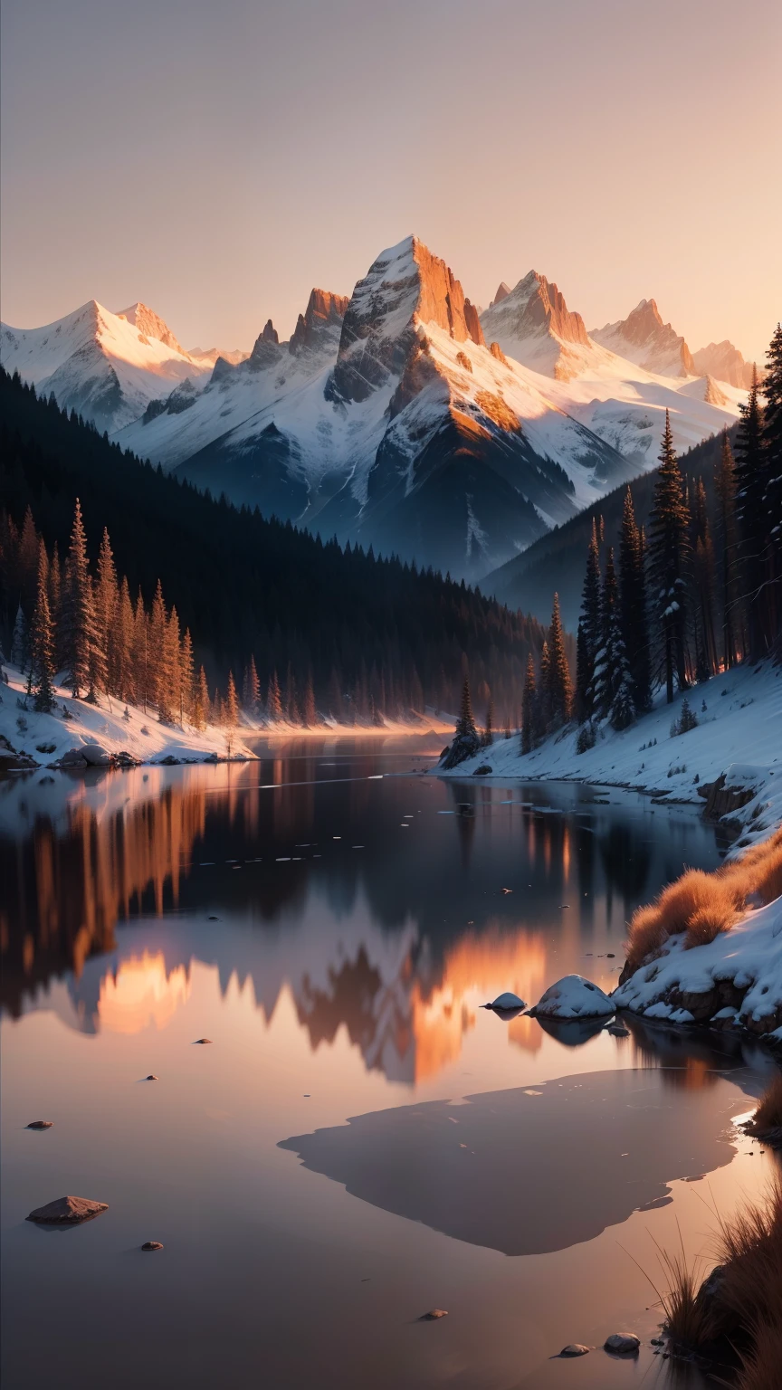 Peaks and wilderness,the setting sun