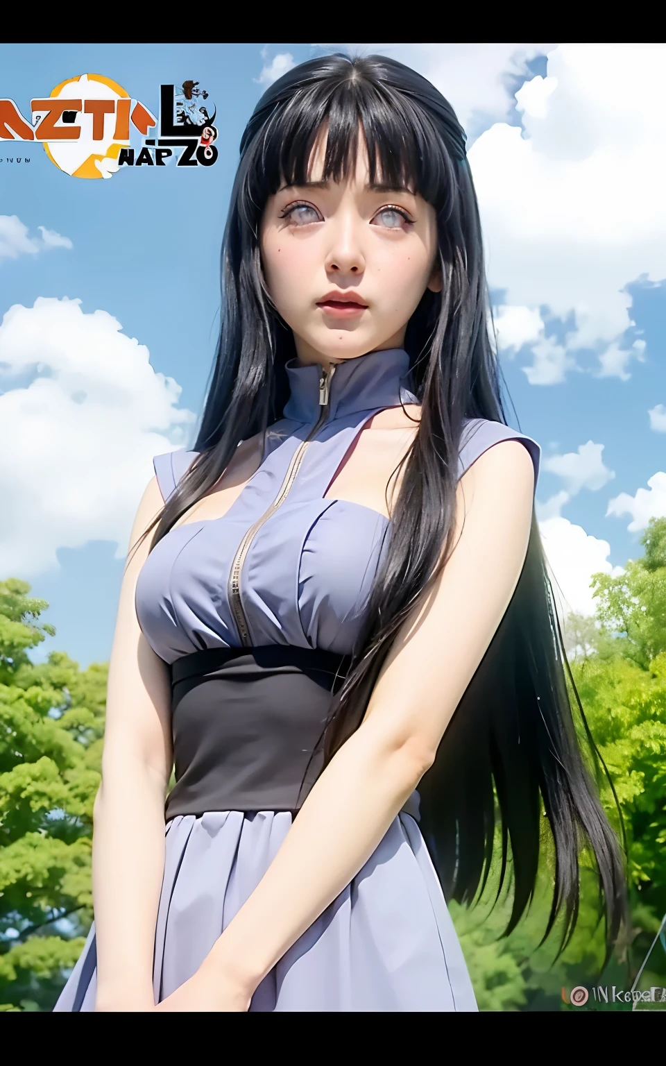 girl in a gray dress with long black hair, hinata hyuga, hinata hyuga from naruto, nezuko, nezuko-chan, from naruto, by Shingei,