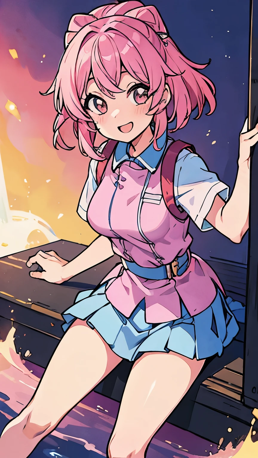 Aiko Aitsuna, girl, pink hair, smile, cute, beautiful, sexy