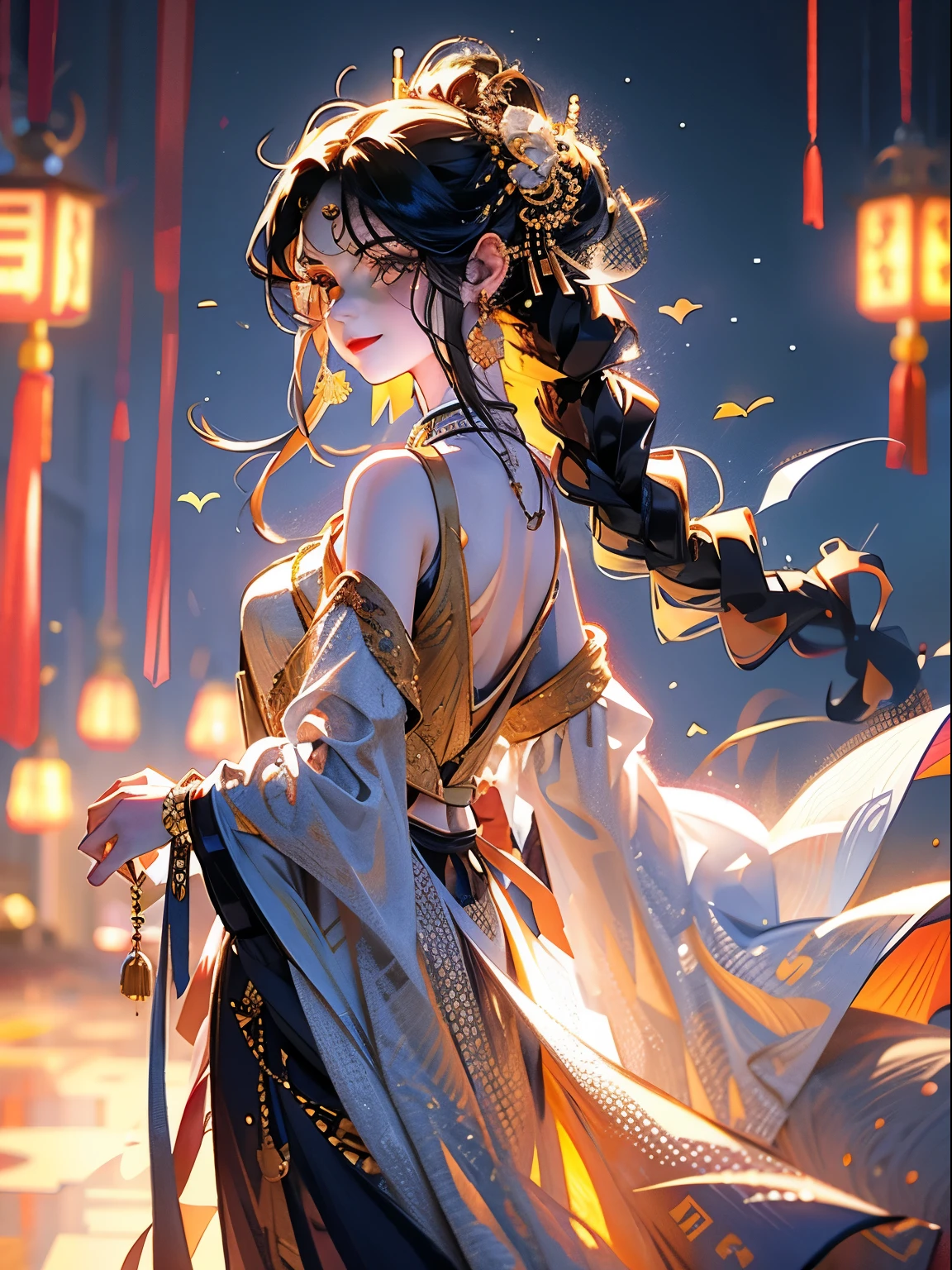 best quality, masterpiece, highres, 1girl, transparent silk china dress, cotton robe,off shoulder,tattoo,thighs,hair ornament, smile,lips, crop top,hair ornament, necklace, jewelry, chinese clothes, long hair, earrings, detailed beautiful eyes,detailed eyelash, Beautiful face,upon_body, tyndall effect,photorealistic, rim lighting, two tone lighting,(high detailed skin:1.2), 8k uhd, dslr, soft lighting, high quality, volumetric lighting, candid, Photograph, high resolution, 4k, 8k, Bokeh, in garden, falling snow, winter
INFO
