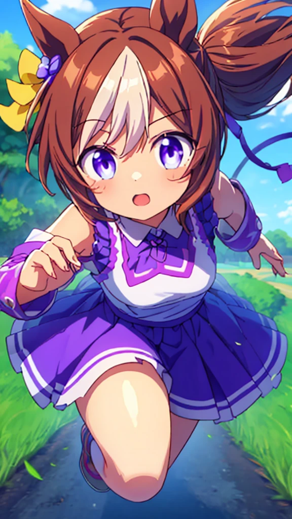 high resolution、4K、she is running at full speed、1 girl、Uma Musume、special week、idol costume、