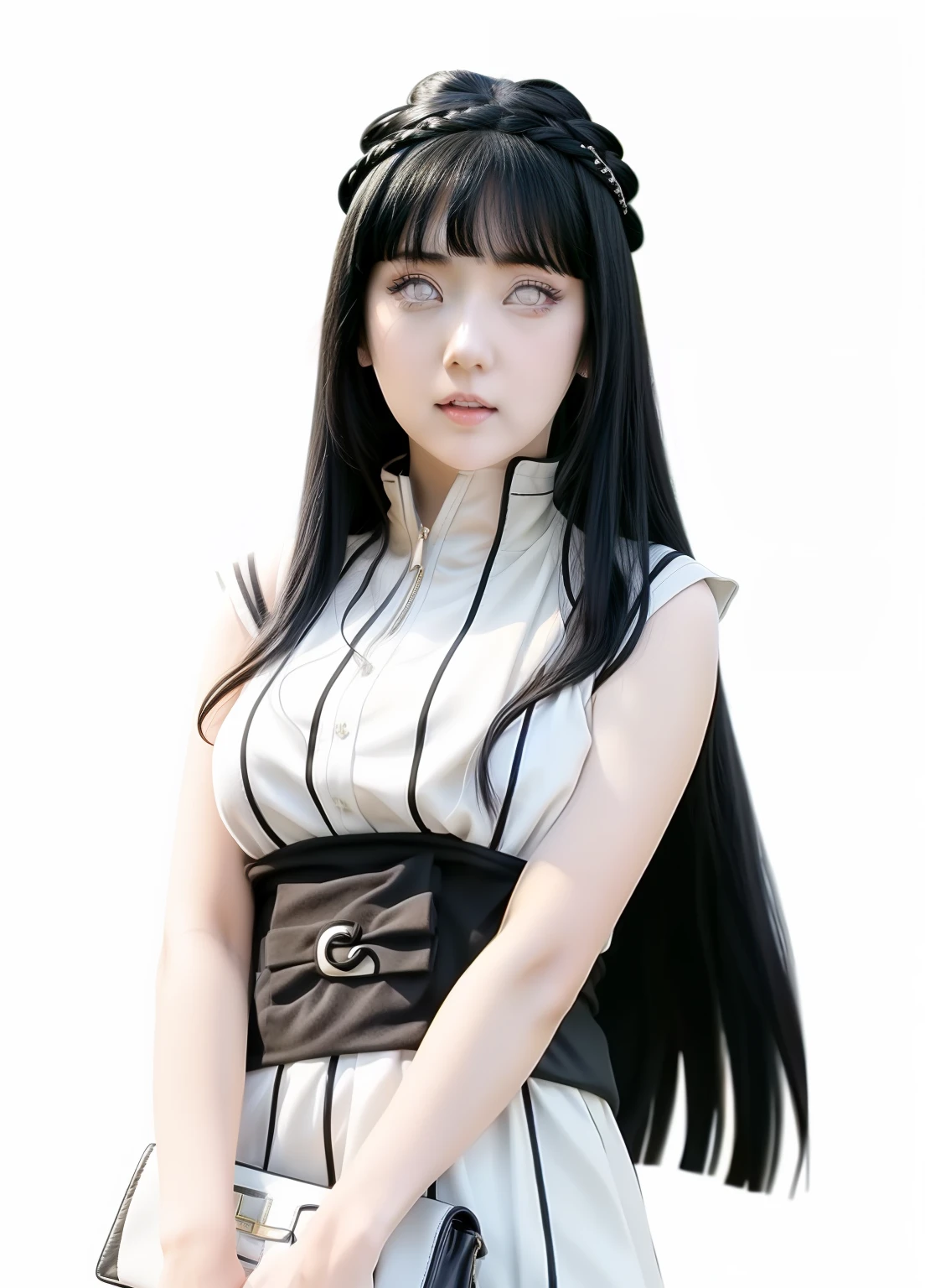 girl with long black hair and white dress holding a purse, hinata hyuga, hinata hyuga from naruto, kotegawa yui, female