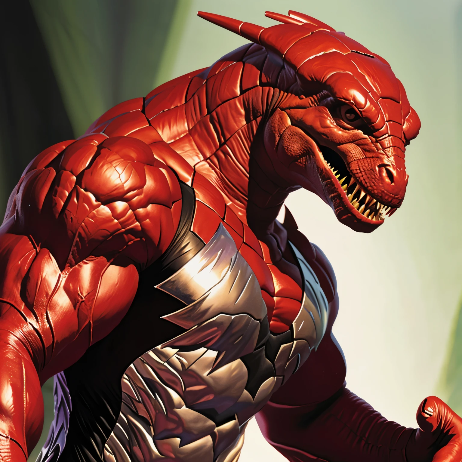 Man-dinosaur hybrid superhero muscle ART by Alex Ross 