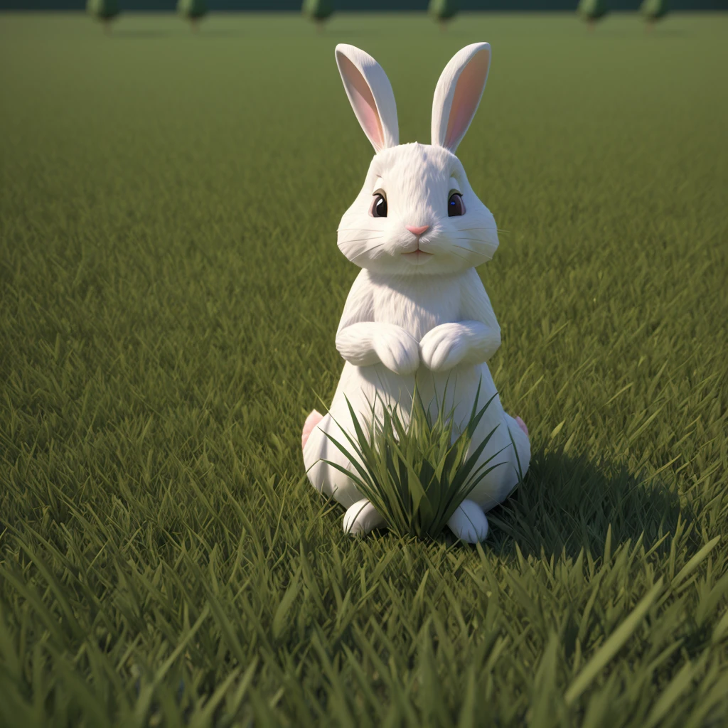 There was a white rabbit sitting on a green meadow, cute 3 d render, stylized 3d render, 3 d render stylized, soft 3d render, smooth 3d cg render, Cute! C4D, cute anthropomorphic bunny, stylized as a 3d render, highly detailed render, fully detailed render, super detailed render