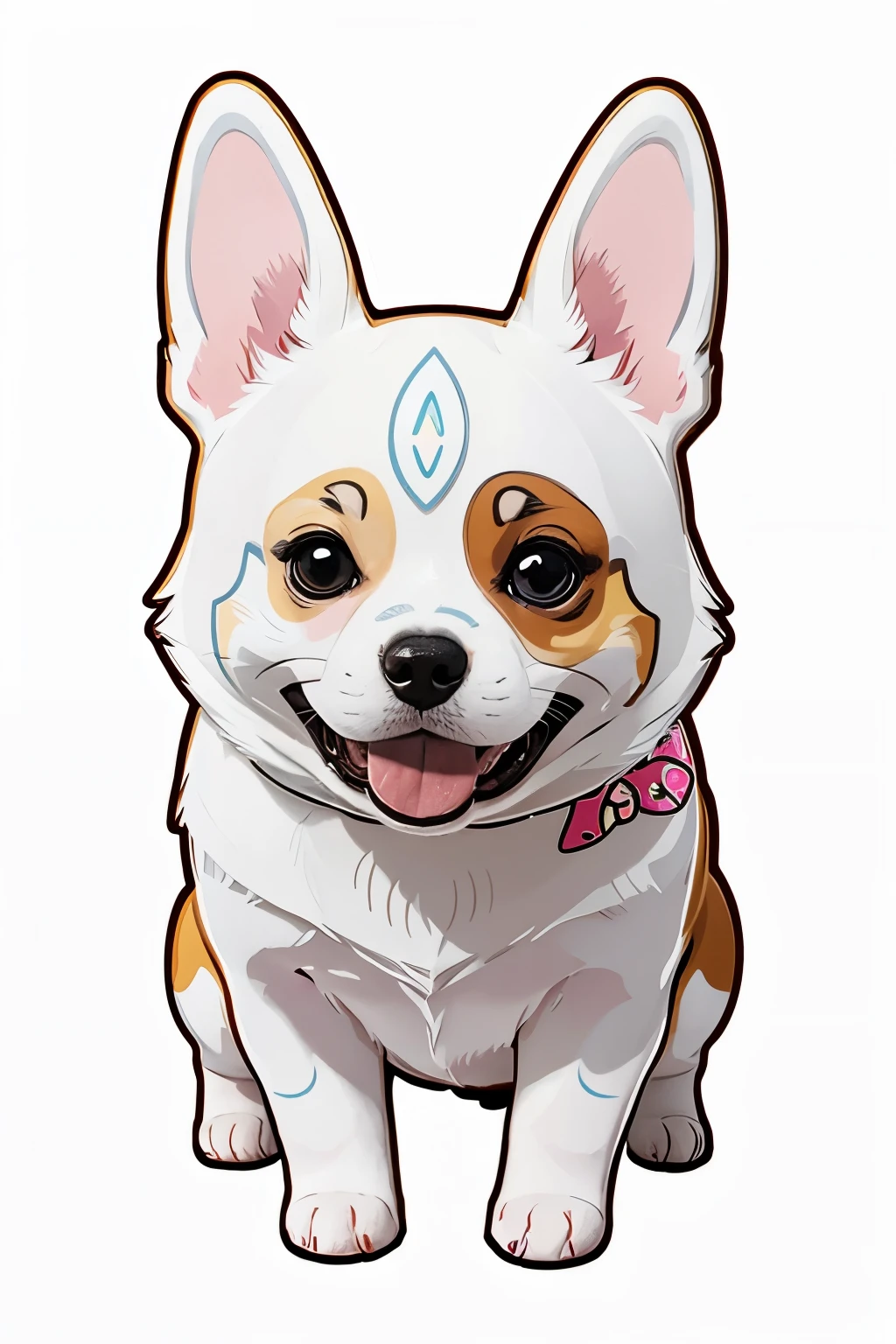 sticker, happy colorful dog ,kawaii,contour,white background