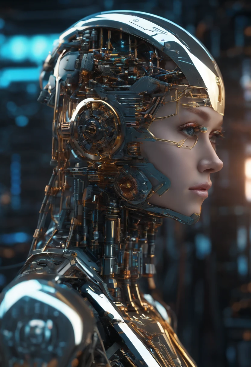 Super detailed beautiful girl, Exquisite facial features, perfect face, golden ratio body, Mechanical body, Armor, ultra high definition, scowl, backlighting, reflection light, anaglyph, Surrealism, motion lines, wide shot, Sony FE GM, 4K, 8k, super detail, highres, high quality, textured skin, masterpiece