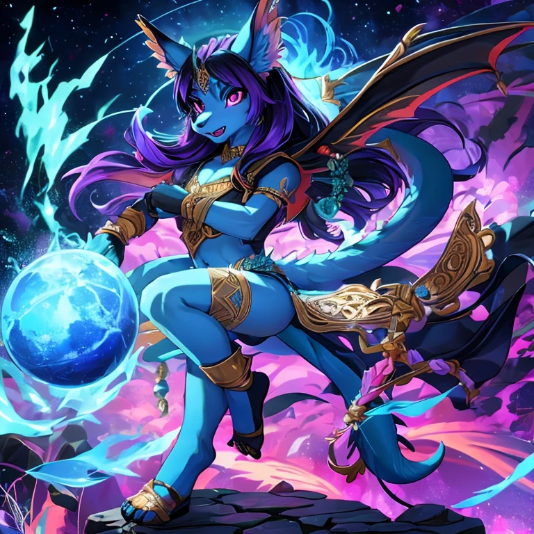18 year old girl, (slutty and spicy girl),piel negra con azul, arabe,(falda arabe) () furry, arte peludo, zorra, vestimenta de bruja, aura maligna, alas de dragon, cuerpo con escamas y plumas, bola de energia, lanzando hechizo hechizera, ojos de maldad rojos, cara enojadas,hechizo maligno, aura negra, pose en cuatro, cadera elevada, culo parado, cola arriba,labio de camello en la entrepierna
Sus ojos son grandes y expresivos, Resplendent irises of blue and purple, fondo cosmico, fondo espacial alucinante