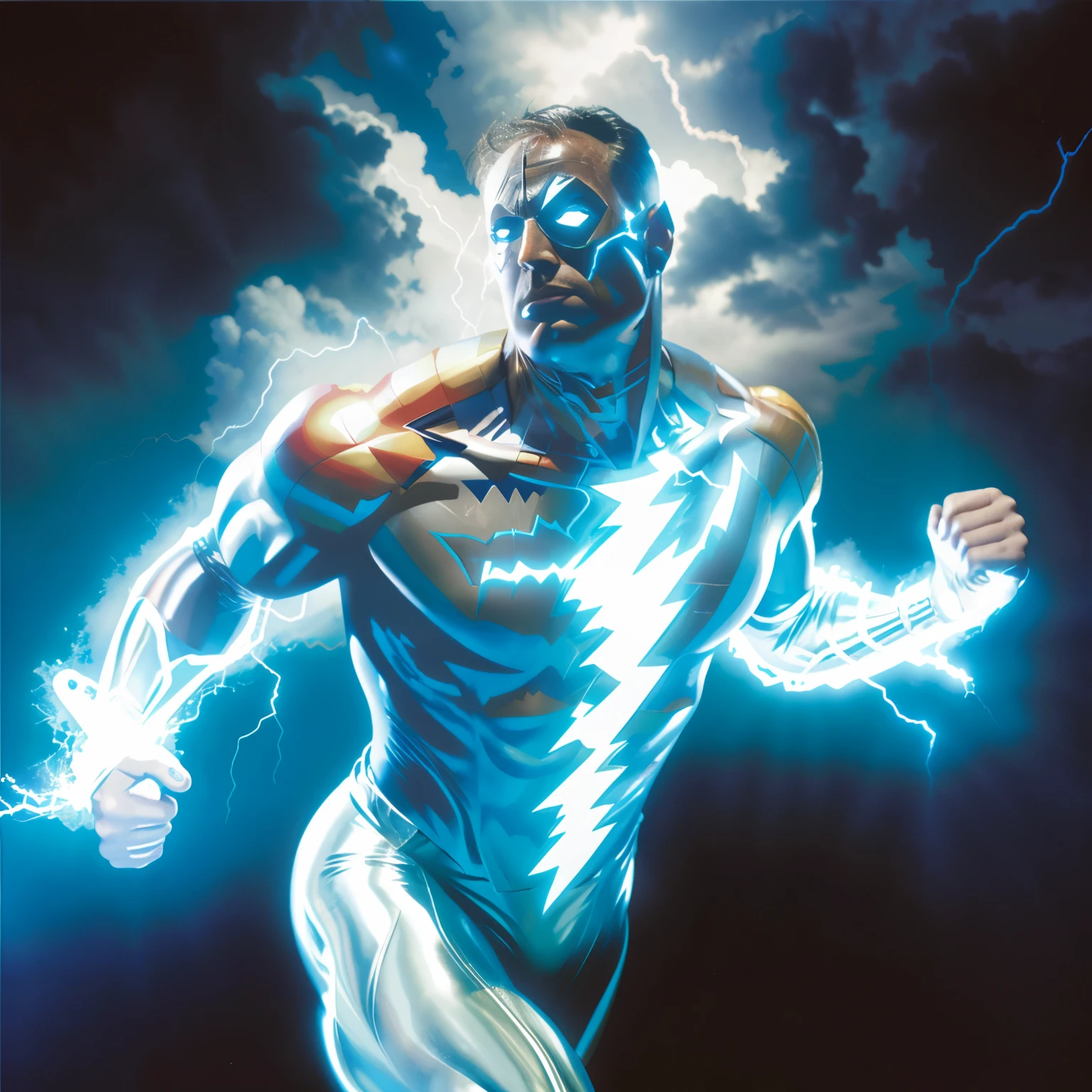 ((Superhero man made of energy and lightning))ART de Alex Ross