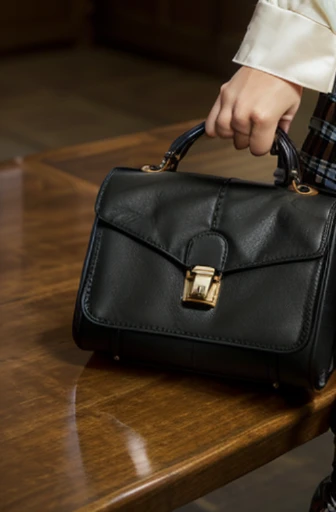 A woman's purse is an exquisite accessory, embodying elegance in its refined design. Crafted with meticulous attention to detail, it seamlessly blends style and functionality. Its supple leather, tasteful hardware, and intricate stitching convey sophistication. A symbol of grace, it complements any ensemble, elevating the allure of its bearer, purse is on the table