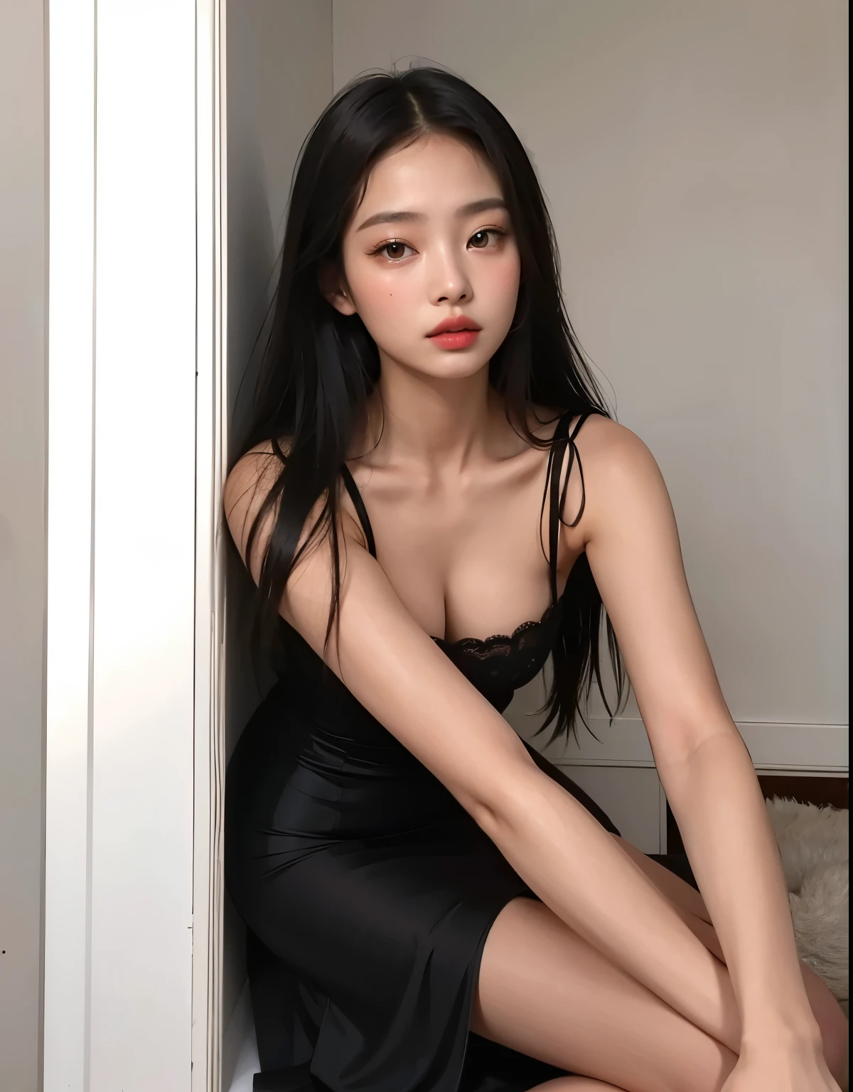 jennie do blackpink de Araffe em um vestido preto sentado em uma cama, beautiful chinese model, gorgeous young mulher coreana, beautiful Asian girl,  coreana, beautiful south mulher coreana, Asian girl, beautiful Asian woman, beautiful young mulher coreana,  chinesa, she is wearing a black dress, Asian, jovem sensual graciosa, mulher coreana, 2 modelo feminino de 4 anos, Japanese model