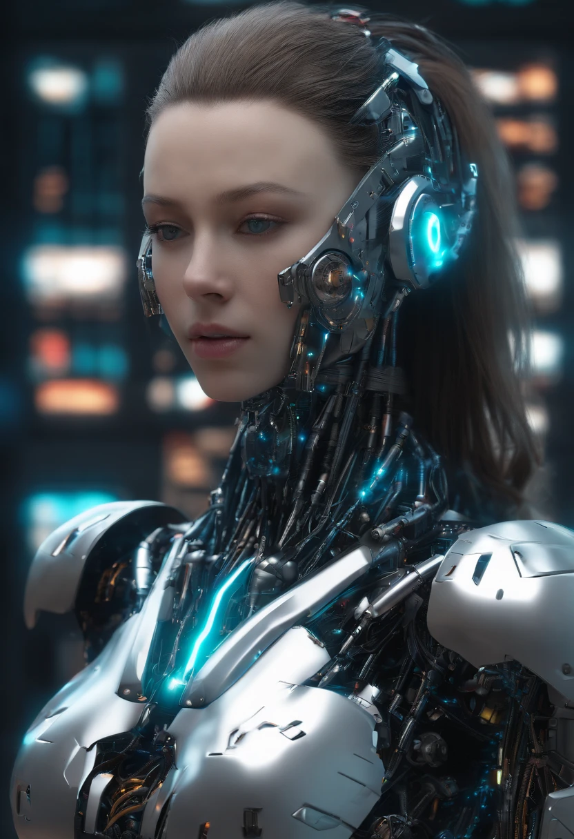 beautiful girl, Exquisite facial features, perfect face, Perfectly proportioned body, Somewhere between real people and robots, Body surface covered with slight signs of opening and closing, ultra high definition, scowl, backlighting, reflection light, anaglyph, Surrealism, motion lines, wide shot, Sony FE GM, 4K, 8k, super detail, highres, high quality, textured skin, masterpiece, high details, highres, textured skin, high details, super detail, best quality, UHD, masterpiece, highres