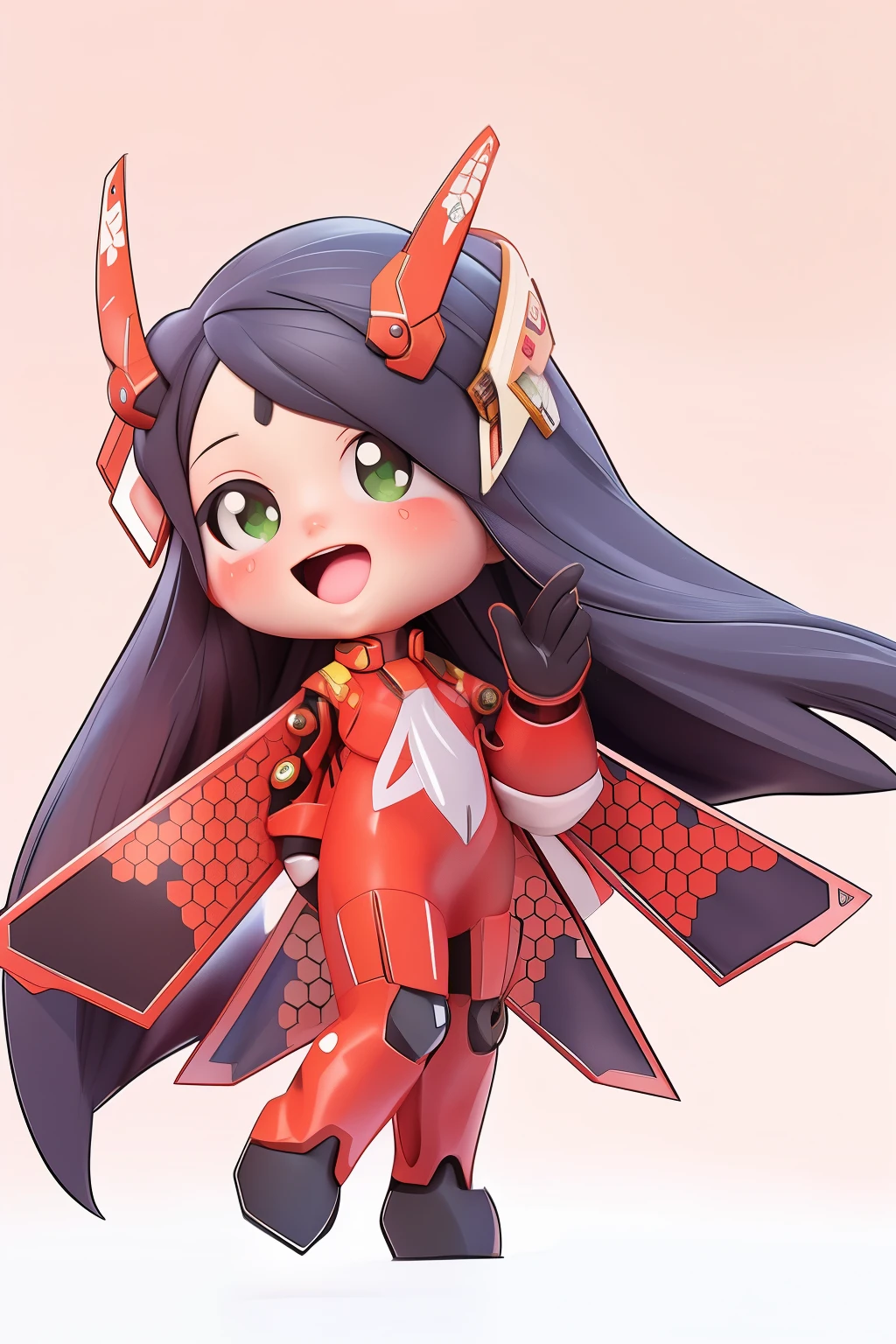 Mecha elf girl,Wearing a red cheongsam,Modern buildings in the background,fireworks