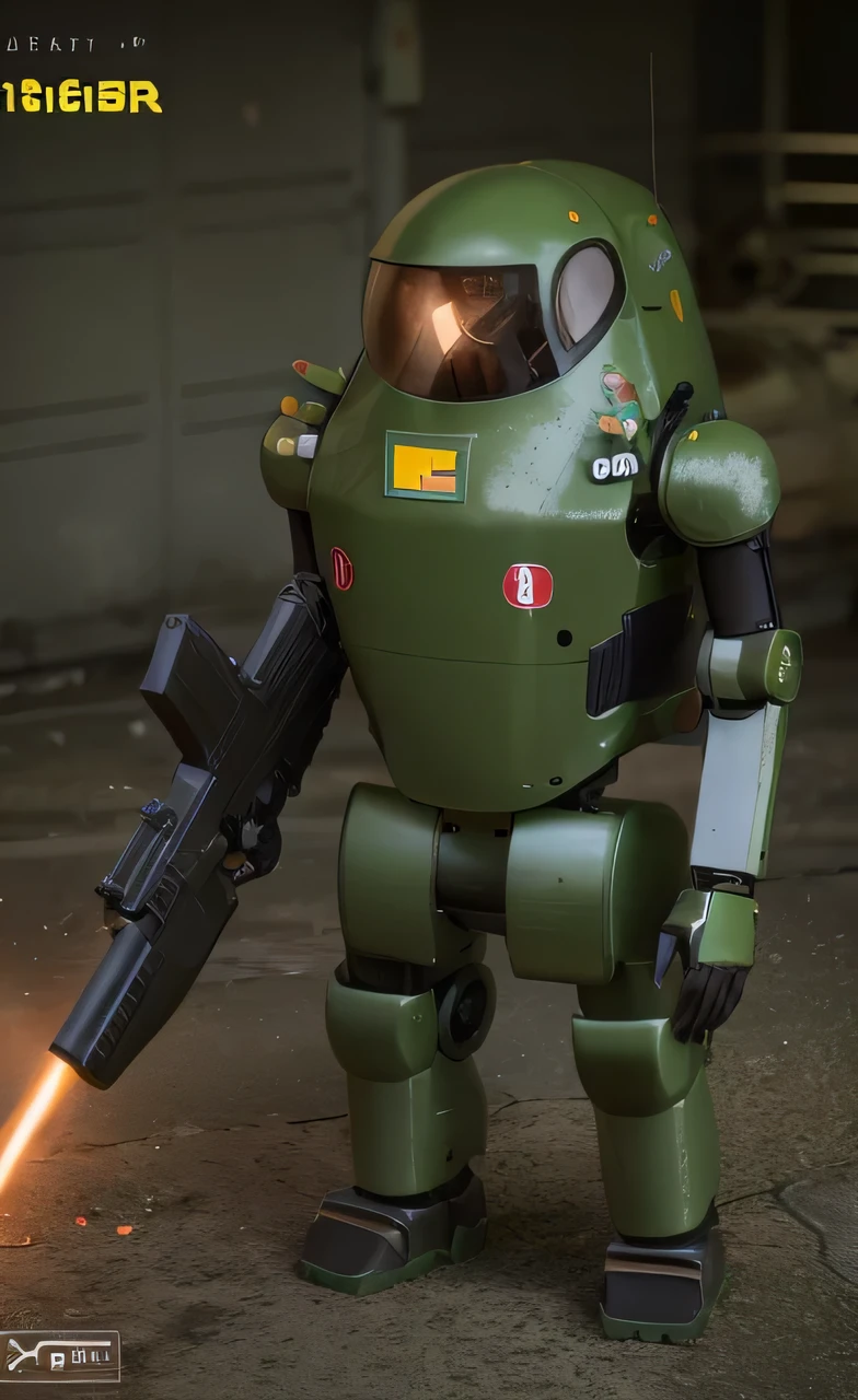 Picture with gun and helmet, mechasuit, heavy line draft, Fighter mech clothes, katsuhiro otomo style, Humanoid mech, Military, Sci-fi spacesuit, Krieger Machinery Company, Mecha body, Line art coloring page, World War II Space Technology, character design humanoid, mechasuit,Realistic,3D effect,Army green paint