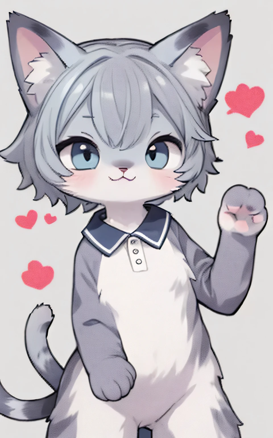 A cat saying "Thank you" in the style of LINE stickers, gray background