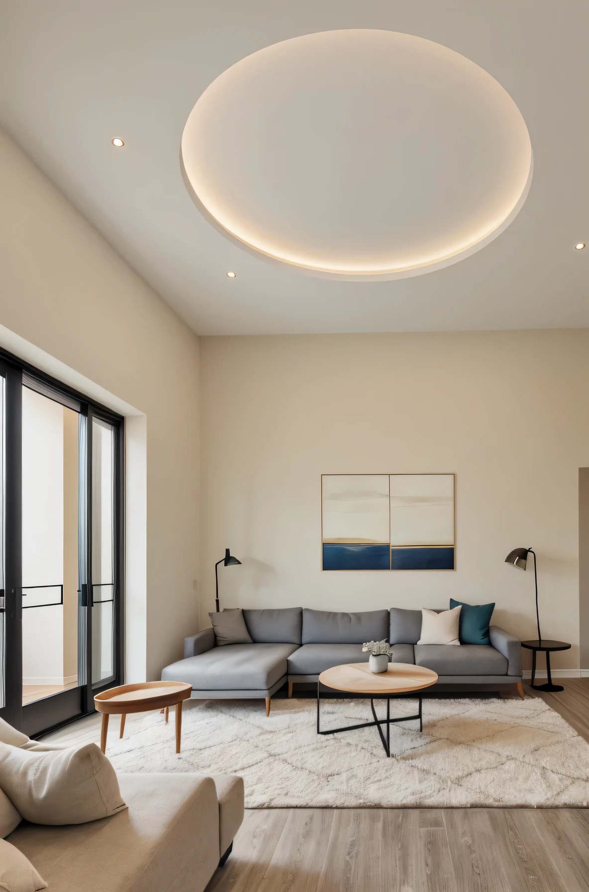 1 living room, curve detail celling