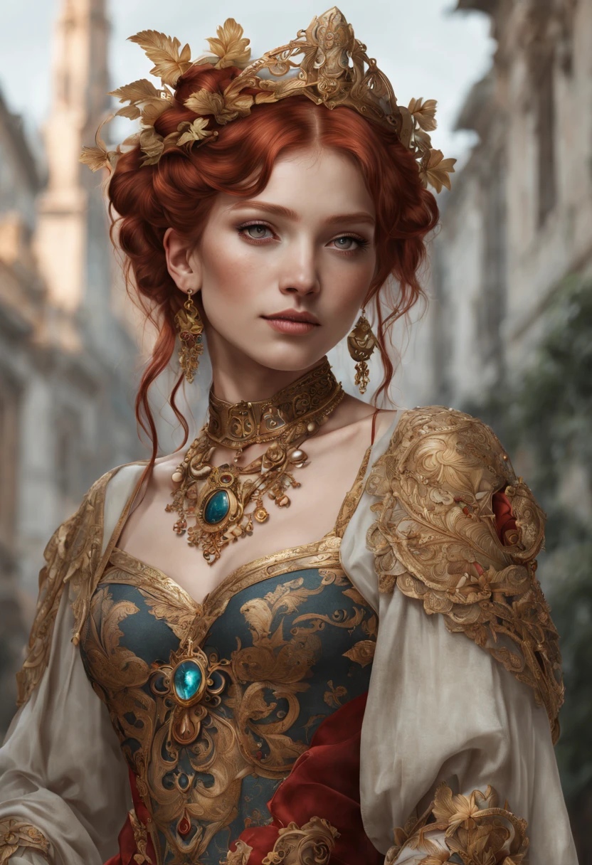 (8k 16k, RAW photo, best quality, master:1.2), (realistic, photo-realistic:1.37), ultra detailed, 1girl,solo, upper body, blue hair, big ice blue eyes, realistic, looking at viewer, happy, smile, masterpiece, realistic photography, by Alphonse Mucha, by Wlop, ), (Exaggerated Perspectives), f/ 2.8, (Surrealist Style), Visionary Art, (Trending on artstation) intricate outfit, intricate jewelry, necklace, large earrings, 