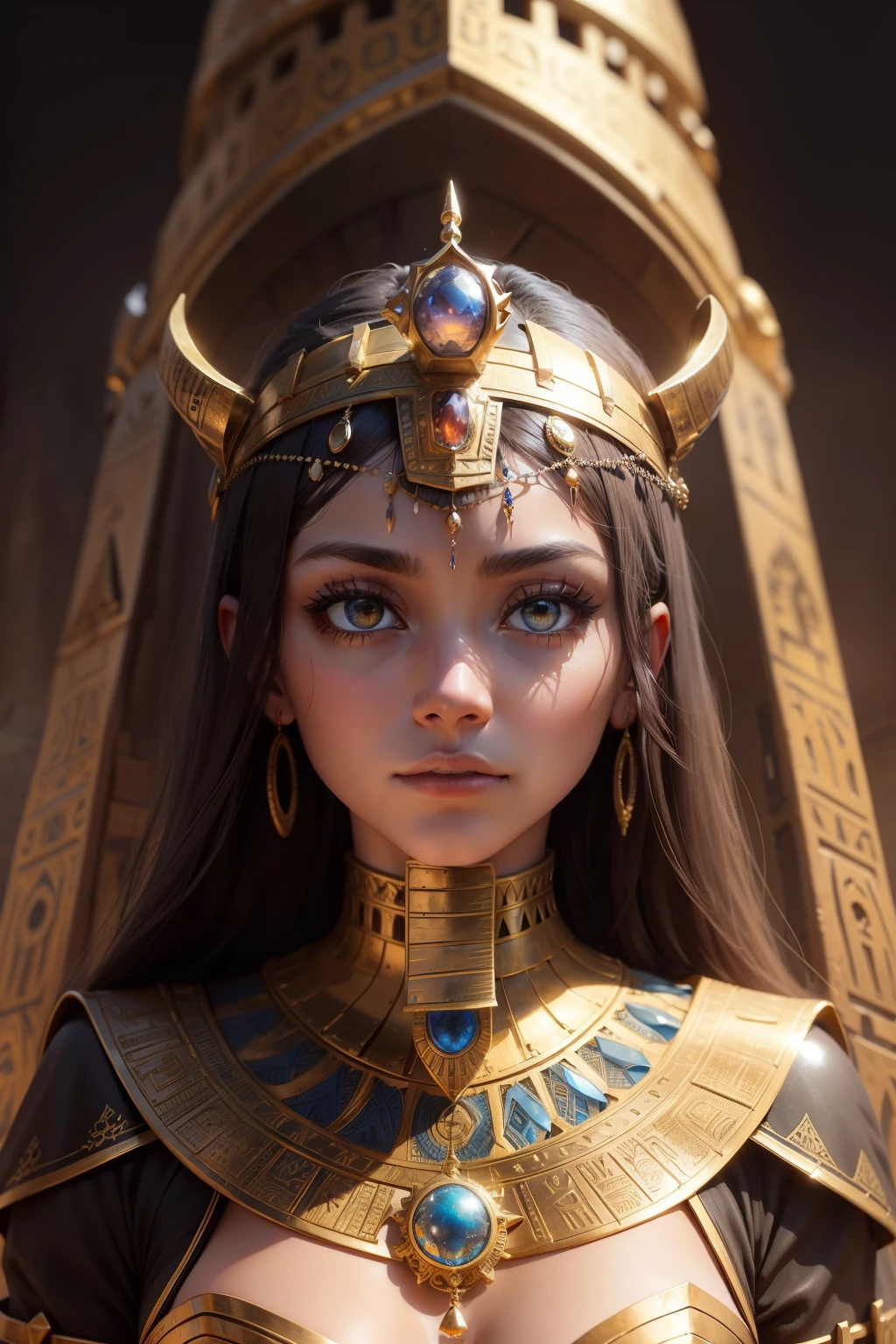 In the heart of an ancient yet advanced civilization, the Eye of Egypt gazes upon the world with a sense of technology unmatched by time. This metallic artifact, covered in extremely high-resolution textures, stands at eye level, its surface ablaze with a soft, ethereal glow that illuminates the surrounding area. The intricate details of its intricately designed structure can be observed up close, revealing a level of engineering and craftsmanship that continues to baffle modern minds. The Eye of Egypt, a testament to the ingenuity and advanced knowledge of its creators, remains a marvel and a source of endless wonder for generations to come.