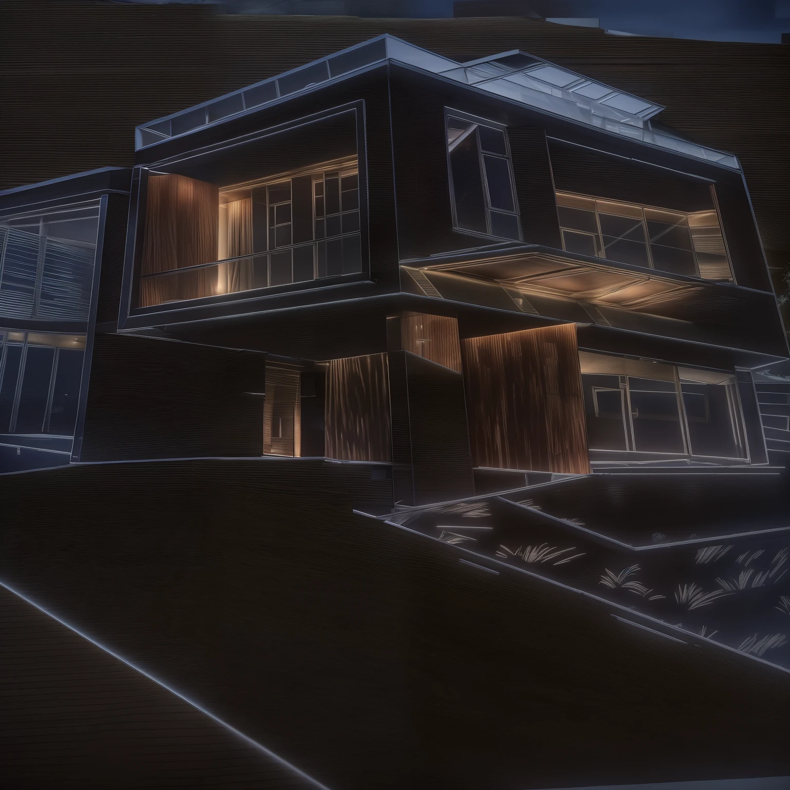 a photo of a modern farmhouse style treehouse, overlooking a lake, atmospheric,cinematic, movie lighting, high resolution, award winning architecture, authentic,magical, photorealistic, photo, realistic, sharp photography, ultradetailed, highlyfocused, dramatic render, 8k hd, octane render, locati architects