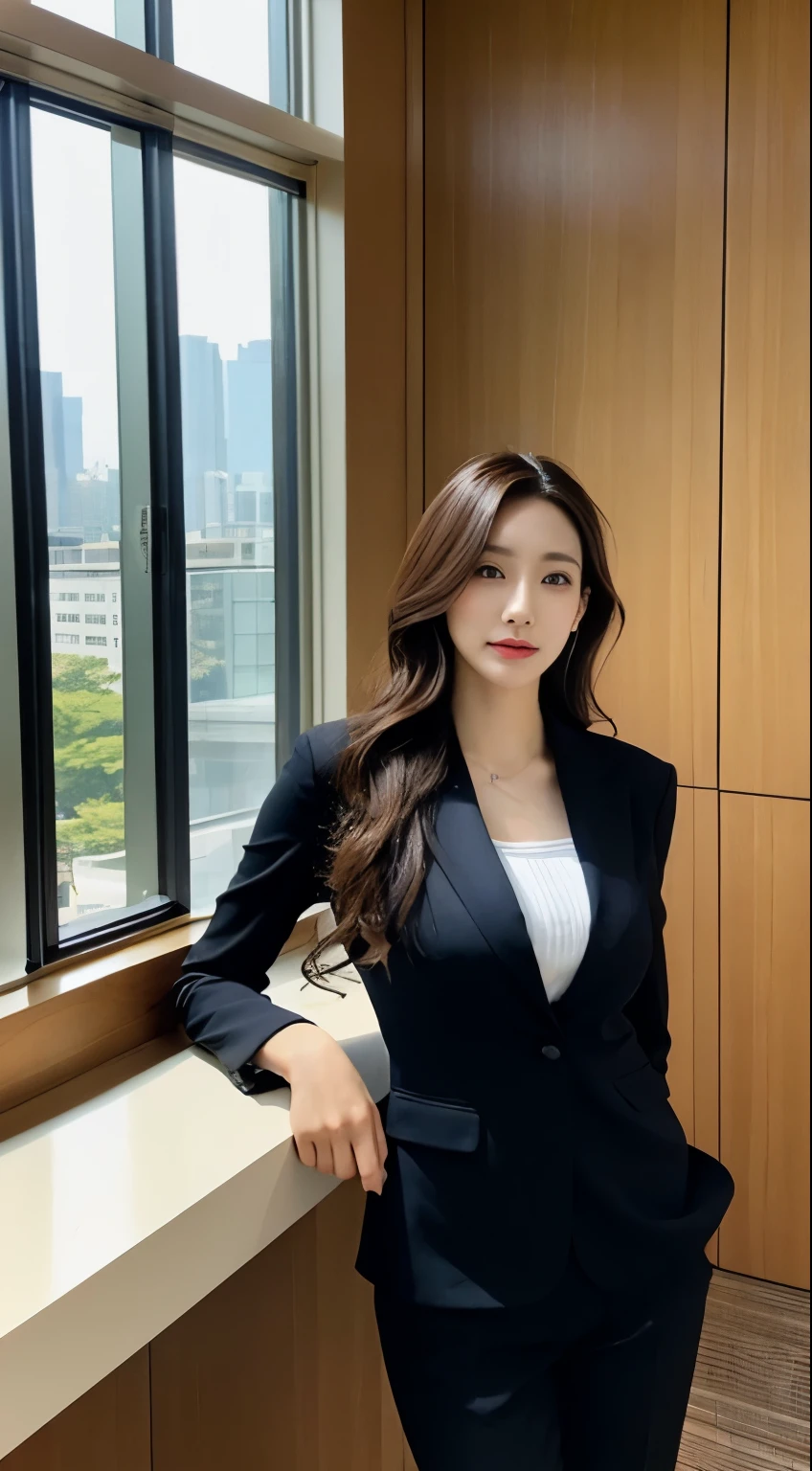 Tall and thin beauty、Beauty in suits、huge 、undershirt、cruel beauty、Professional women、Japanese beauty、modeled、Office room,Windows