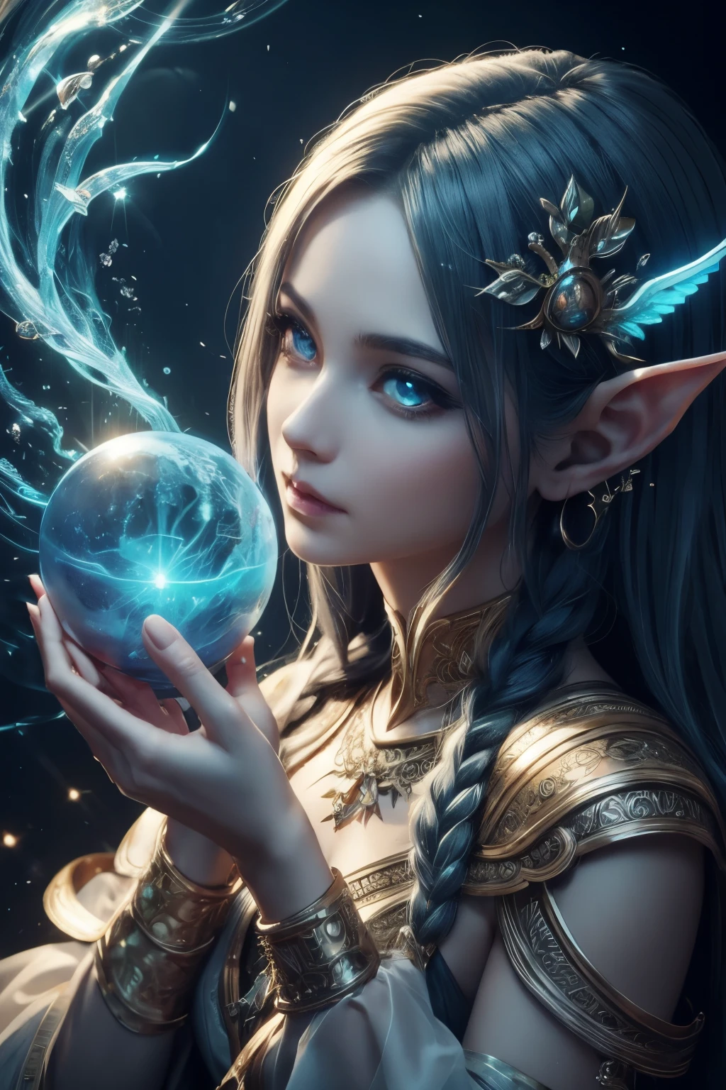 (Best quality, 4k, High-resolution, Masterpiece:1.2), Ultra-detailed, Realistic, Radiant lighting, Epoch Elves, Portraits, Fantastical colors, Fine art, Ethereal beings, Dreamlike, Whimsical creatures, Detailed facial features, Glowing eyes, Elven beauties, Ethereal glow, Mythical creatures, Harmonious composition, Dazzling colors, Stunning visual effects, Otherworldly appearance, Mesmerizing artistry, 