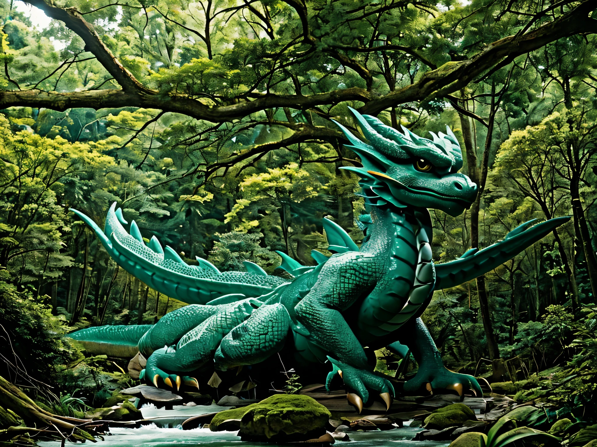 A gentle big dragon that lives in the forest.It now lives in forests and rivers.、Looks like a dragon、It stands out a little everywhere.。This animal is、She's tough and cute, but when something happens, she's sharp and scary.。But usually kind