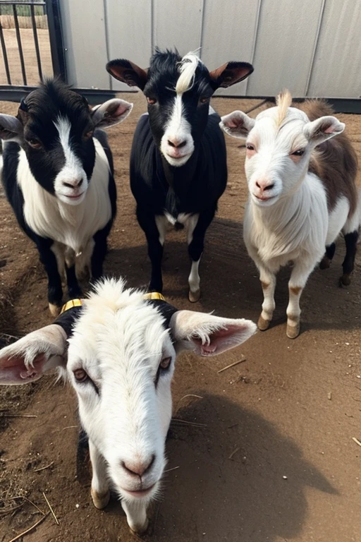 Three dirty goats