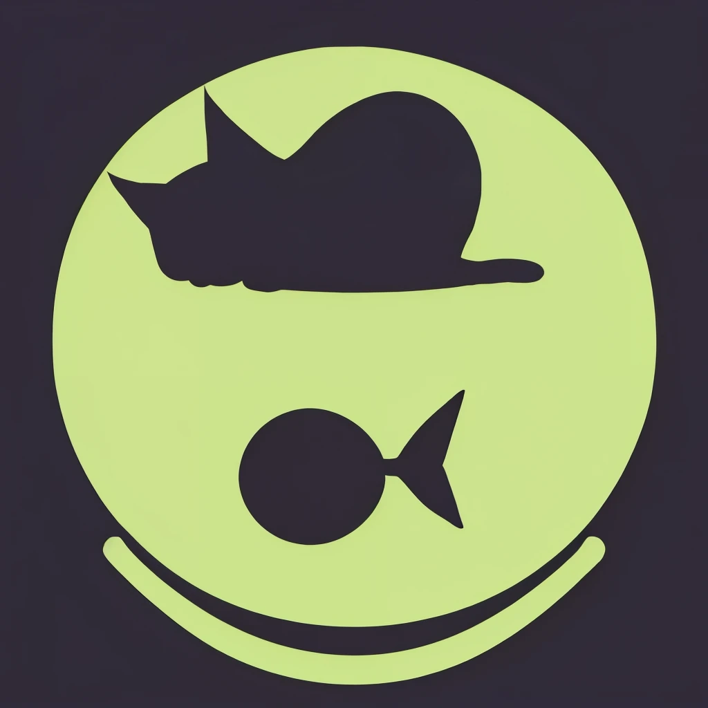Logo simplicity，cat，store logo，fish，bowl，silhouette，monochrome