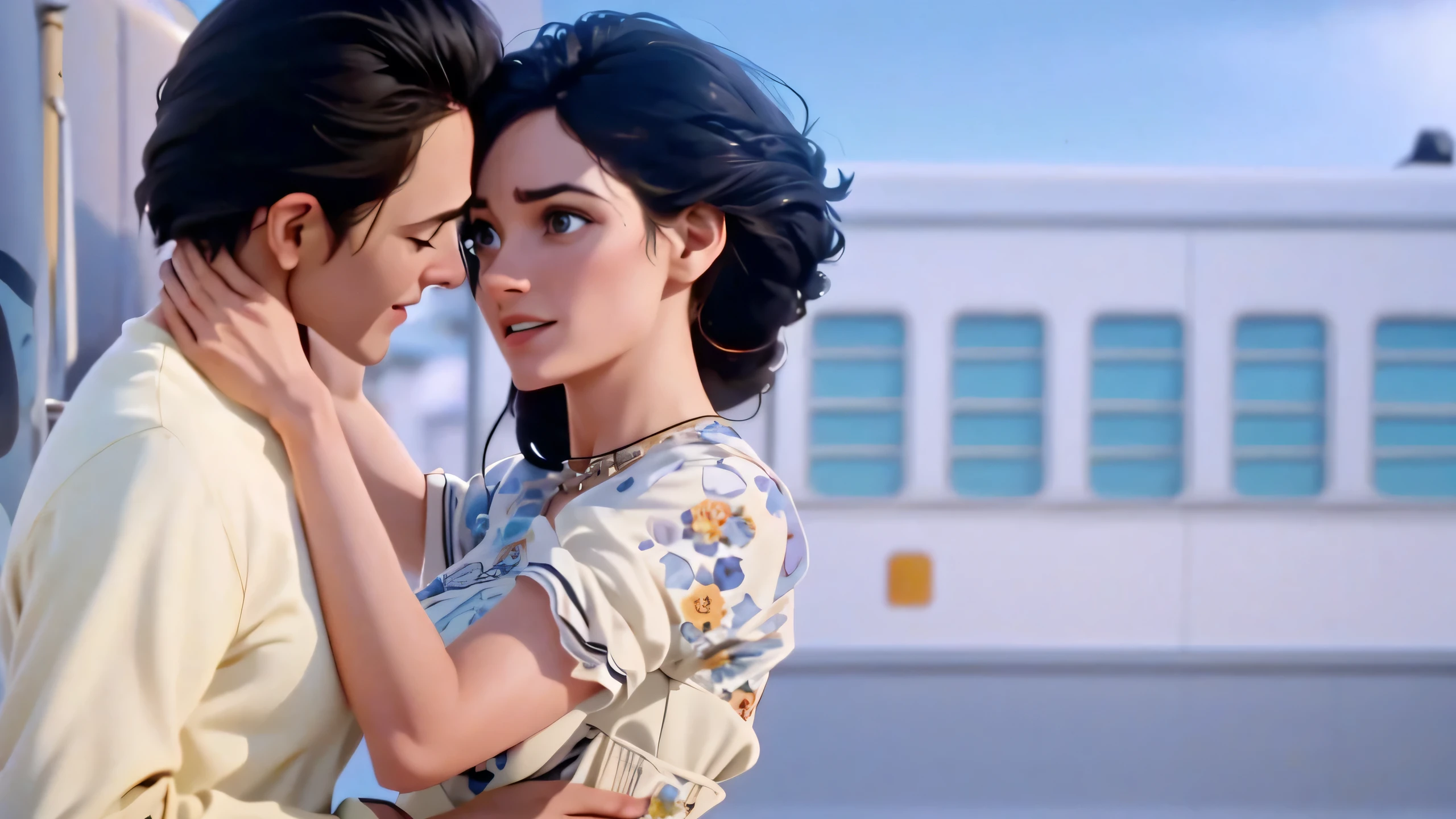 araffes and a woman embracing each other in a scene, music video, still shot from movie, still from movie, screenshot from a movie, youtube video screenshot, still from the movie, shot from movie, trailer, still frame from a movie, film still from the movie, delightful, an attractive, beutiful, still image from the movie, still from a movie