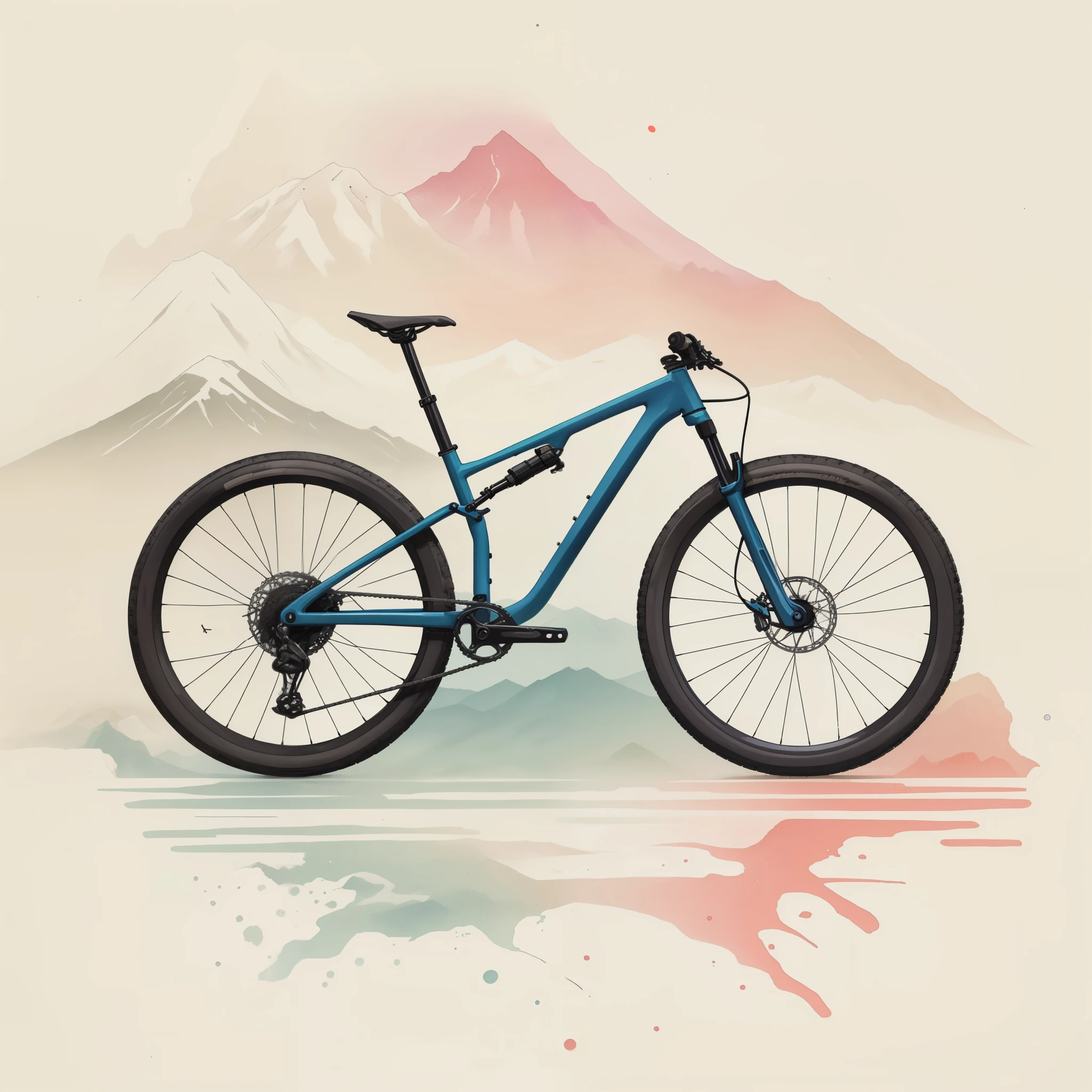 bicicleta,mountains, atardecer, colorido, lapiz