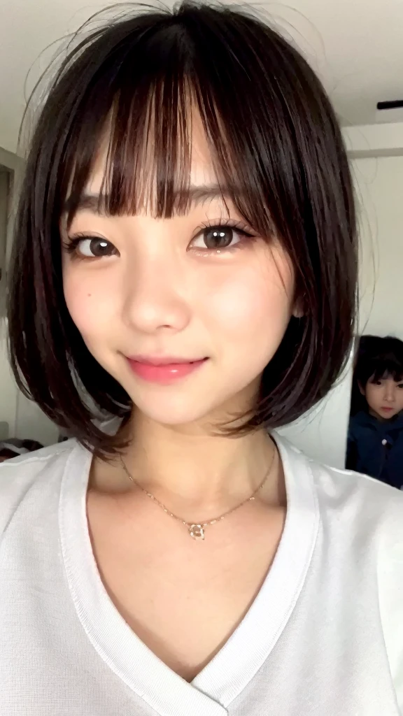 There is a woman in a white shirt, Chiho, Luan cute Vtuber, shikamimi, portrait of a japanese , Nekomimi, she has a cute expressive face, iwakura lain, Another close up of Iwakura, Real Girl, like々cool japanese girl