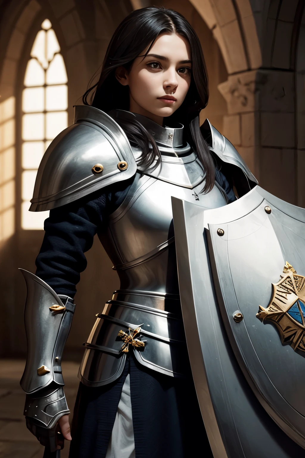 A female knight with Shield known as the Queen's Shield