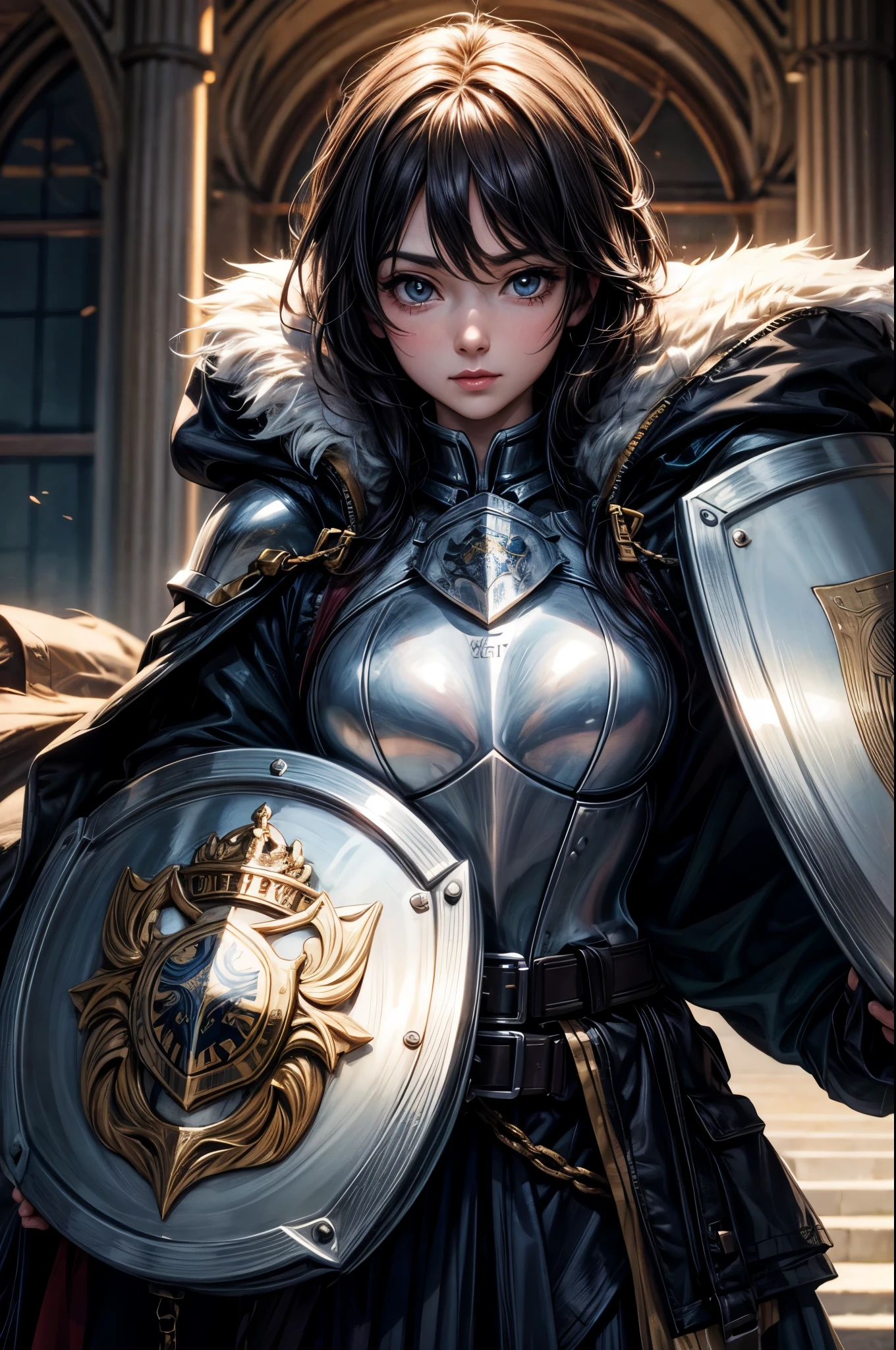 A female knight with Shield known as the Queen's Shield