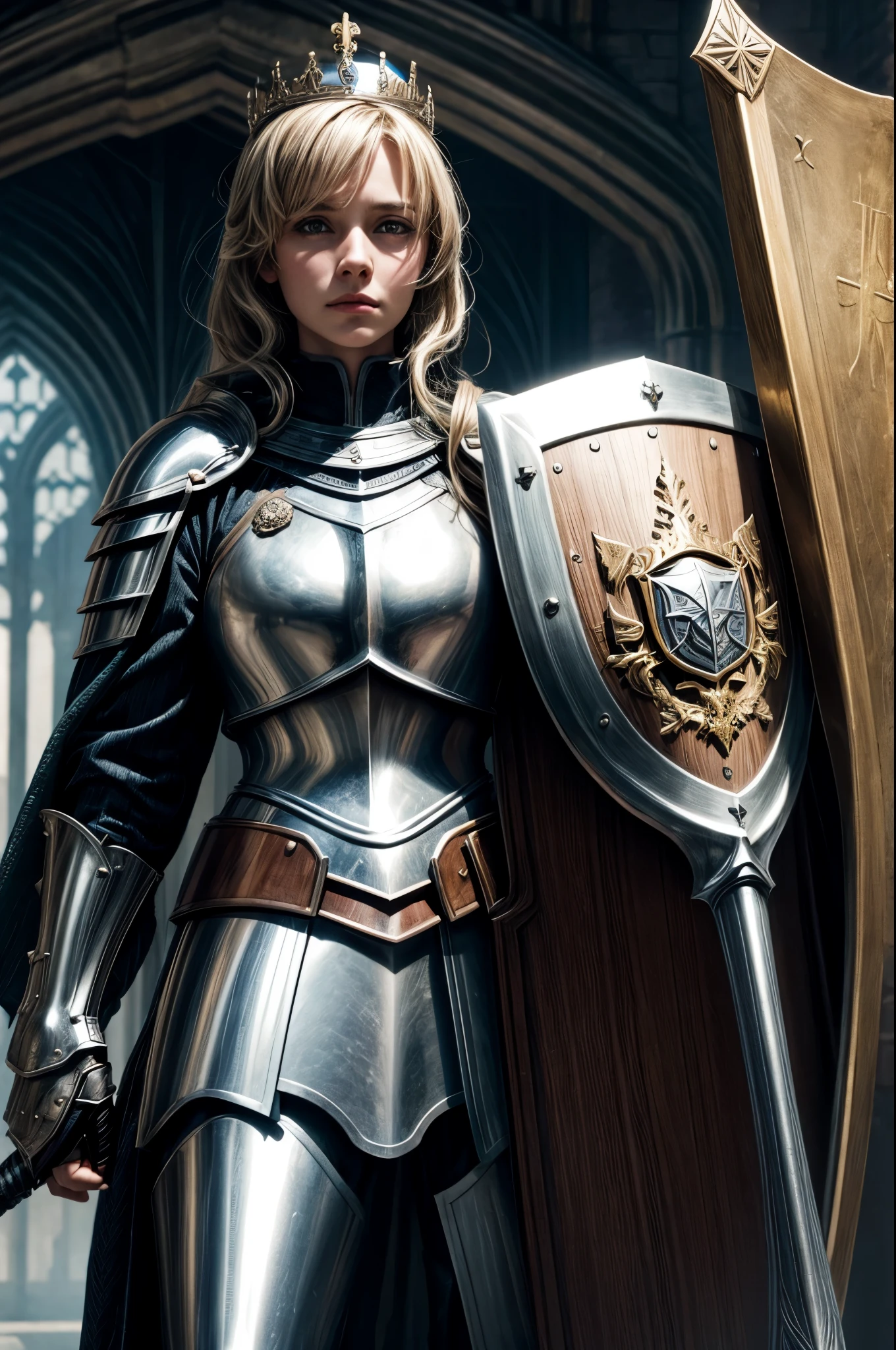 A female knight with Shield known as the Queen's Shield