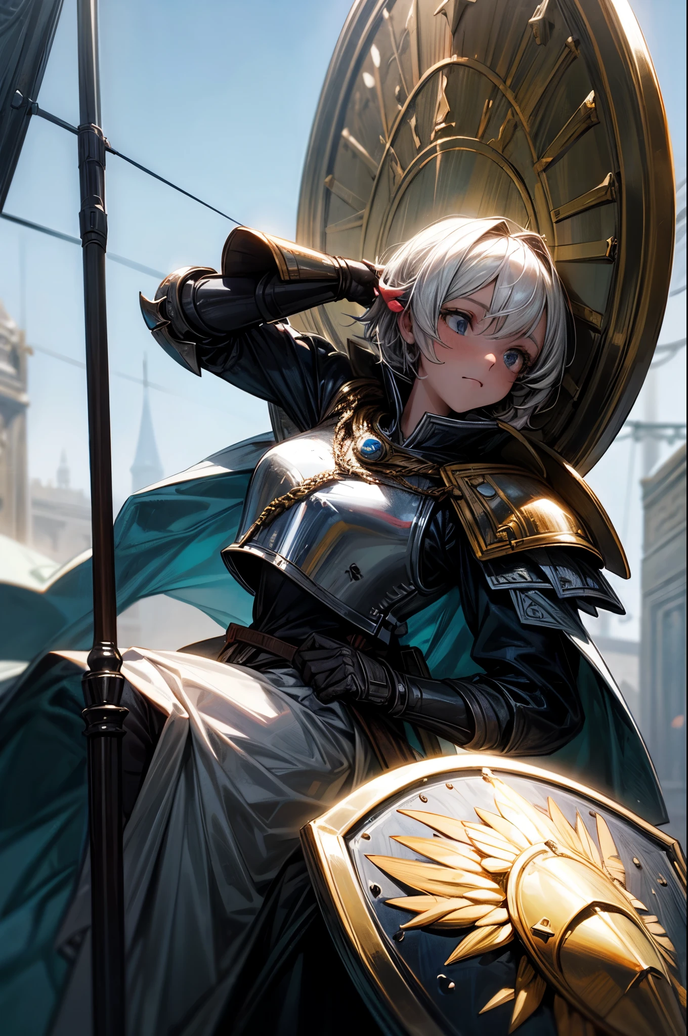 A female knight with Shield known as the Queen's Shield