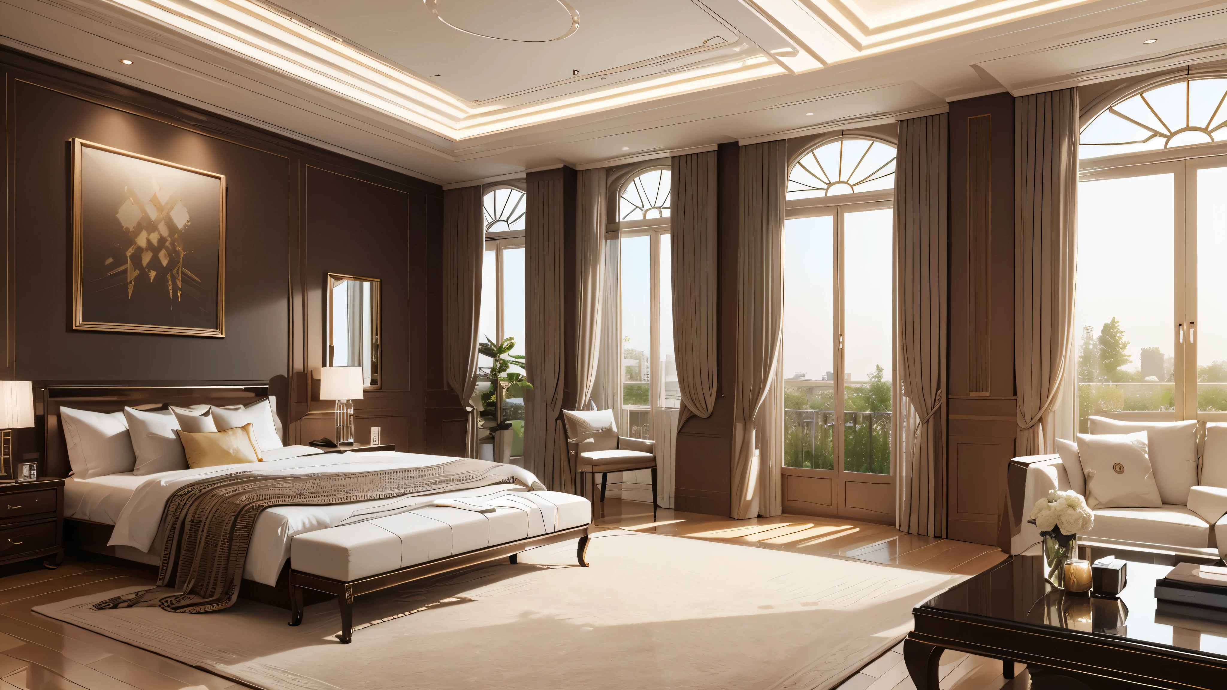 You are a famous interior designer、You have been asked to create a 3D image of a modern large room. Create a harmonious environment with modern and minimalist furniture. Including garden interior.
