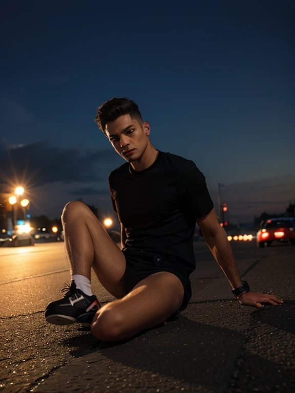 Change background in city in night with cars running with it's light
