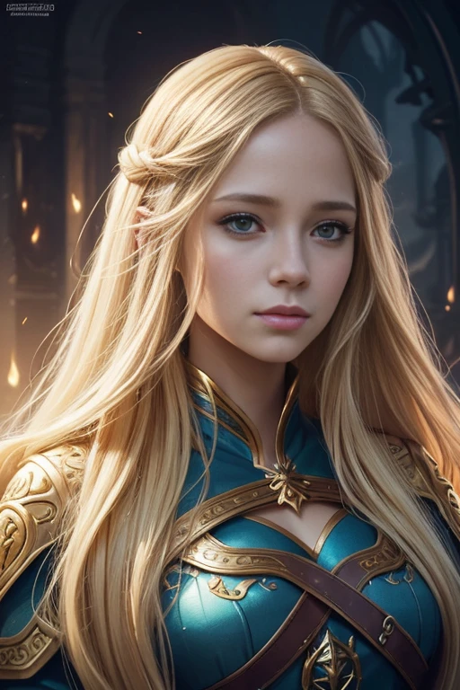 a close up of a woman with long blonde hair holding a cell phone, inspired by Magali Villeneuve, fantasy art portrait, fantasy portrait art, detailed matte fantasy portrait, alice x. zhang, fantasy portrait, epic fantasy art portrait, beautiful fantasy art portrait, magali villeneuve', graphic artist magali villeneuve, fantasy genre portrait, epic fantasy digital art style