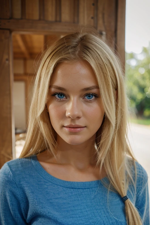 cute swedish woman with blonde hair and blue eyes