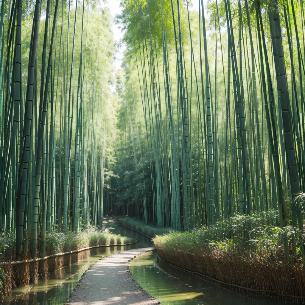 green bamboo forest landscape