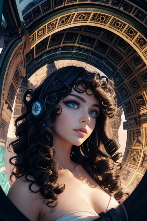 cyberpunked, 1girl, slender, wearing cardiovascular technician outfits, (eye strain hair, spiralcurl hair:1.36), faint lips, Various postures, serious,, (freckles:0.5), (dark mole:0.3), (skin spots, acnes, skin blemishes, age spot, lanugo:0.3), from below , in the (Etoile arc de triomphe:1.4), , Trending on Artstation,, spring,, evening,, NaturalHand2-3500 best quality, beautiful and delicate lips, delicate fingers, detailed pupil, illustration, NaturalHand2-3500