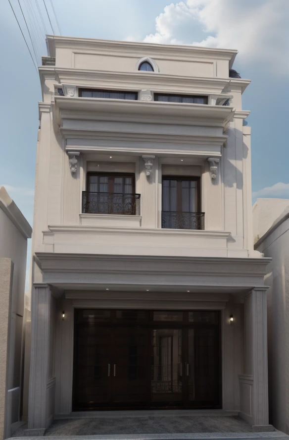 ultra realistic, best quality, ultra highres,
neoclassical_exterior, modern villa, traffic street, cloud sky, daylight