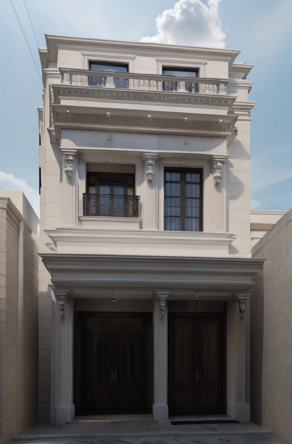 ultra realistic, best quality, ultra highres,
neoclassical_exterior, modern villa, traffic street, cloud sky, daylight